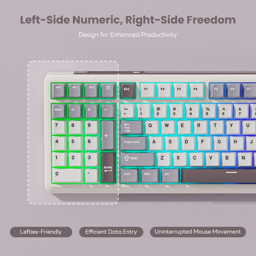 RK L98 Left-Handed Mechanical Keyboard – Wireless 95% RGB