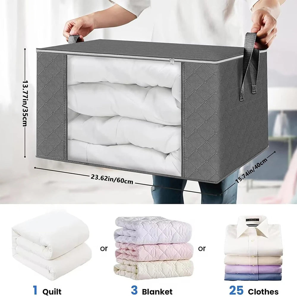 Foldable Large Capacity Quilt & Clothes Storage Bag with Handles