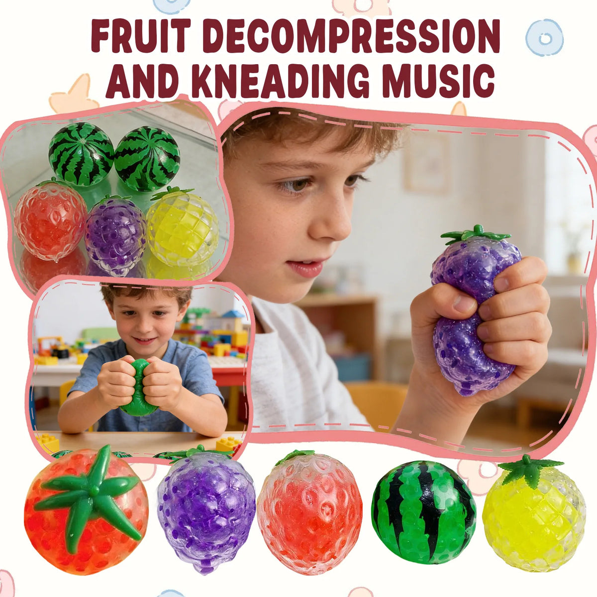 Fruit Squishy Water Bead Squeeze Ball – Sensory Fidget Toy