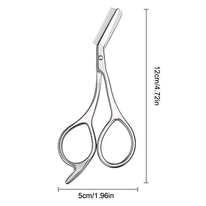 2-in-1 Eyebrow Scissors with Comb – Stainless Steel Trimmer