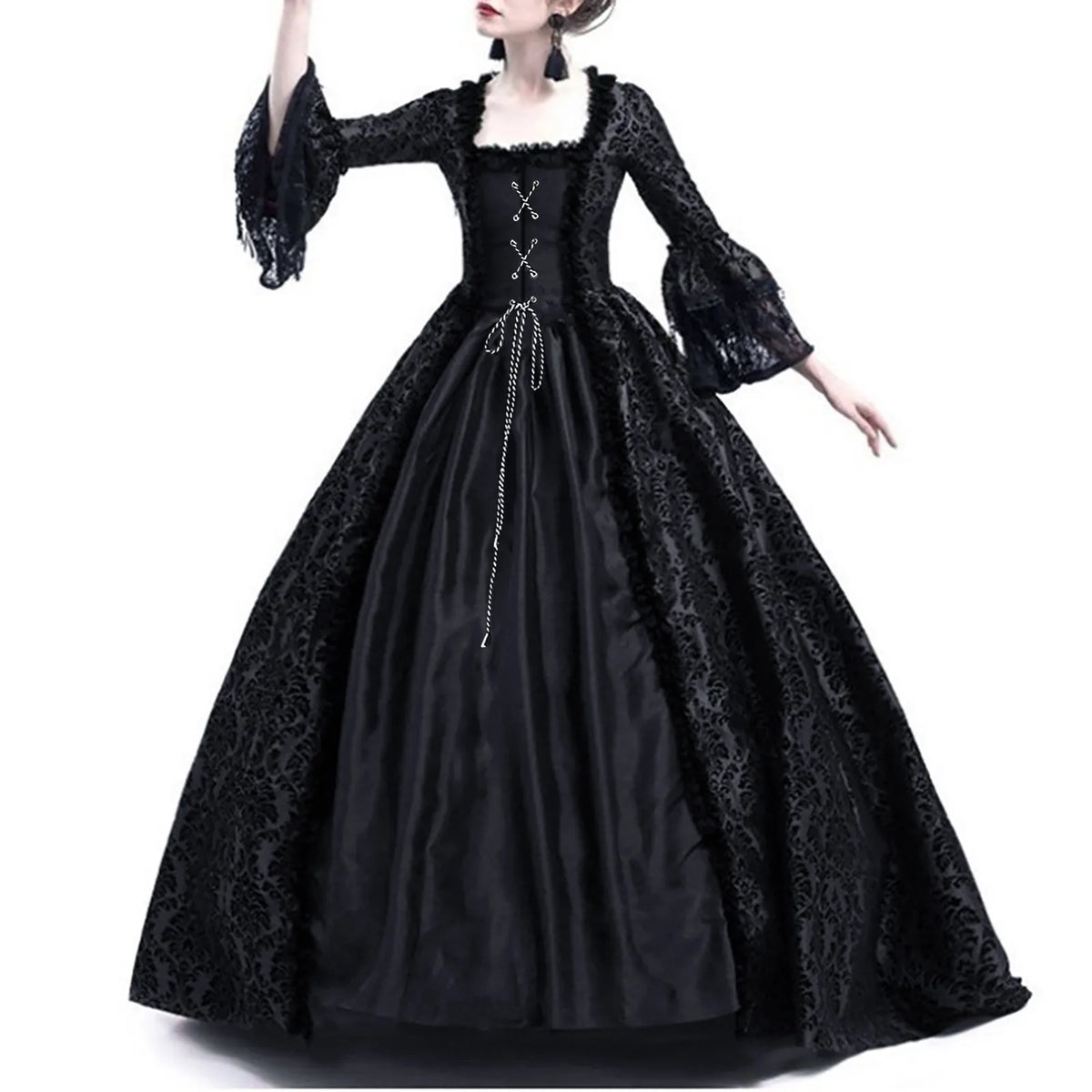 Women's Medieval Gothic Halloween Costume Hooded Long Gown