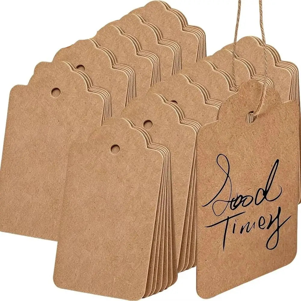 100Pcs Kraft Paper Hanging Tags with Strings – Blank Gift Labels