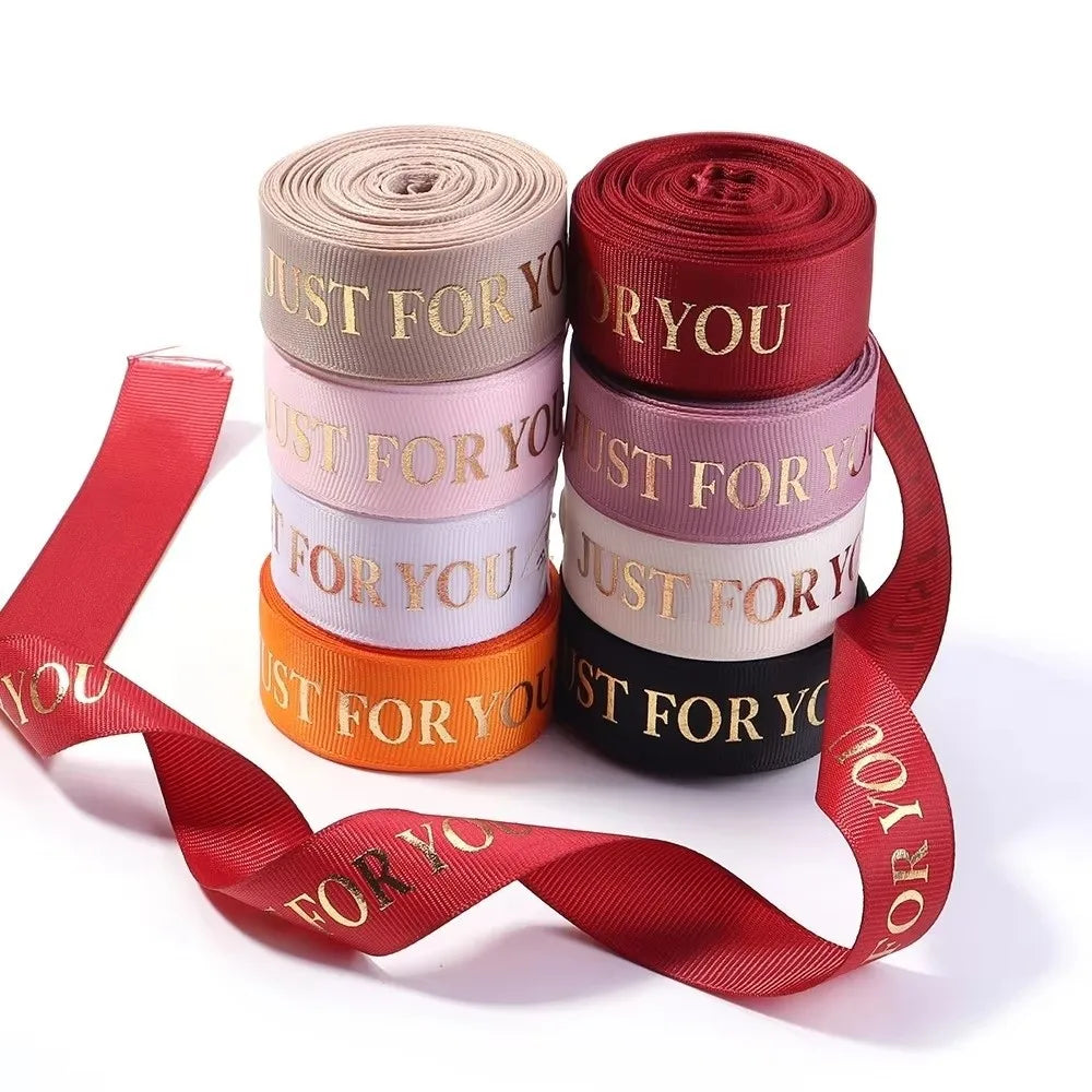 10 Yards "Just For You" Printed Polyester Ribbon 25mm