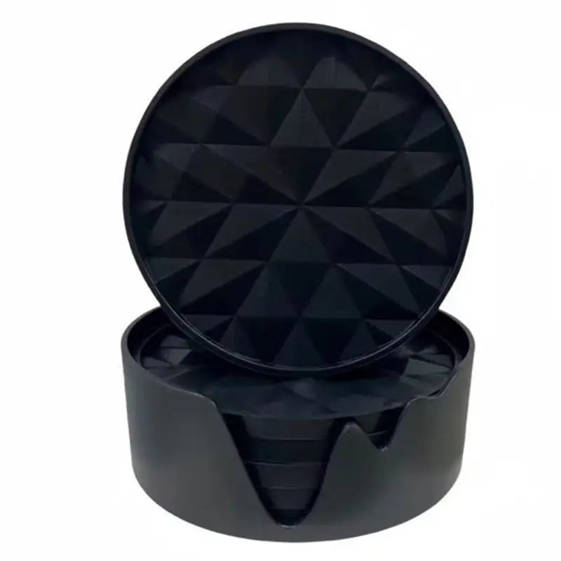 Silicone Yoghurt Lids & Coasters Set of 6 with Holder