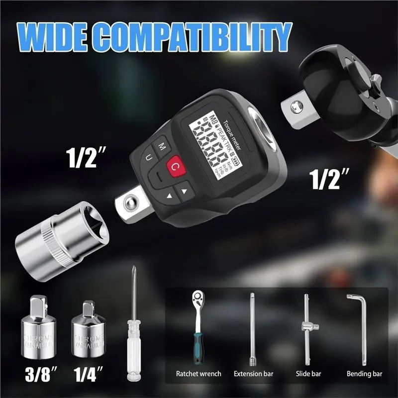 Digital Torque Tester 17–340 Nm Electronic Wrench Meter Adapter