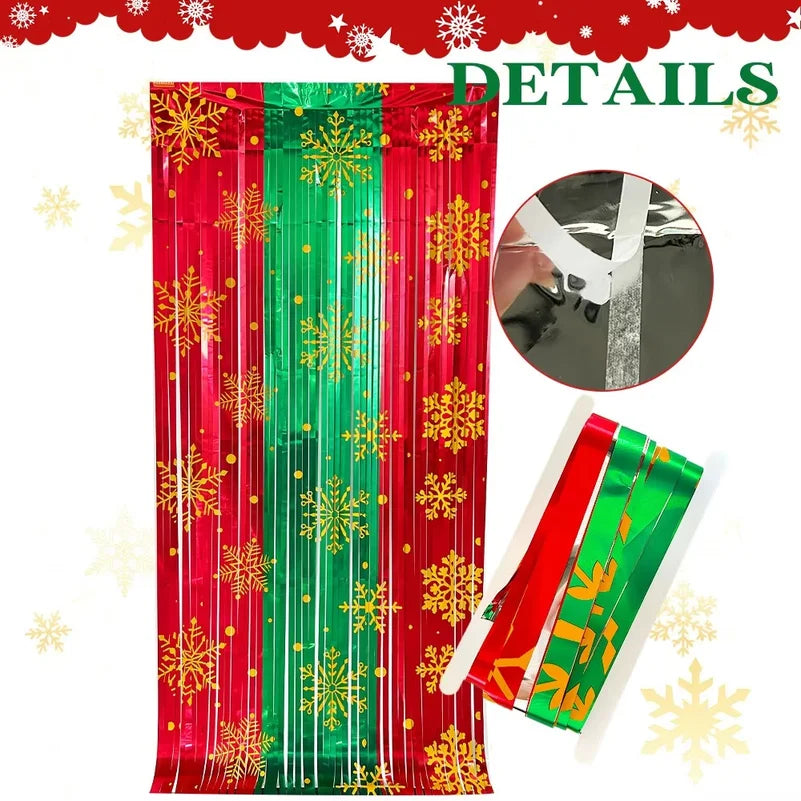 Christmas Snowflake Foil Fringe Curtain Party Backdrop Decor