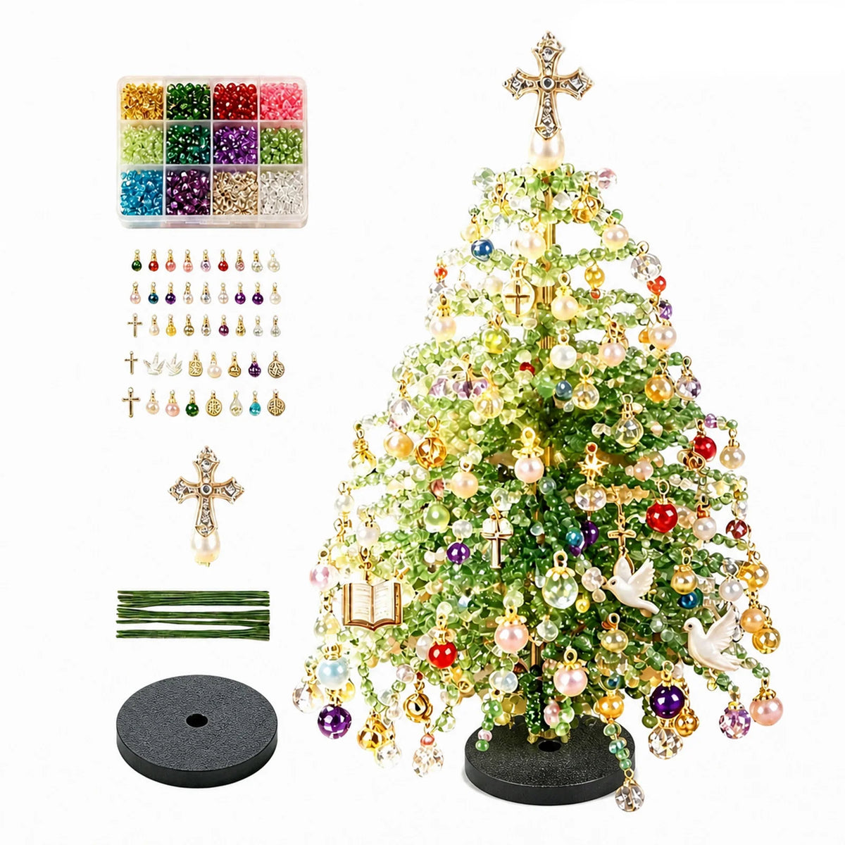 DIY Beaded Christmas Tree Kit – Mini Desktop Holiday Craft