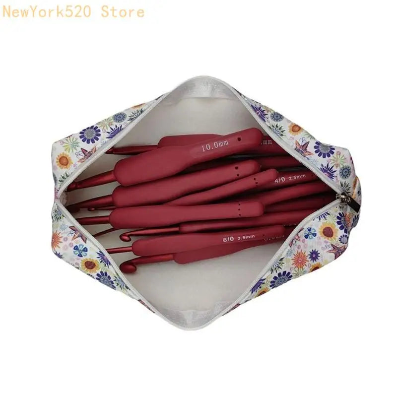 14-Pc Ergonomic Crochet Hook Set 2.0–10mm with Storage Case