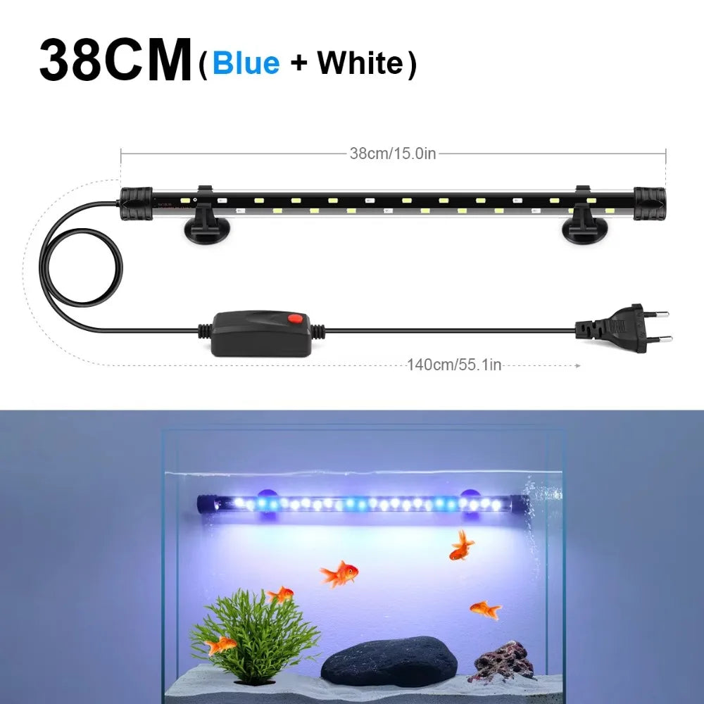 Submersible Aquarium LED Light 18–48cm Fish Tank Tube Lamp