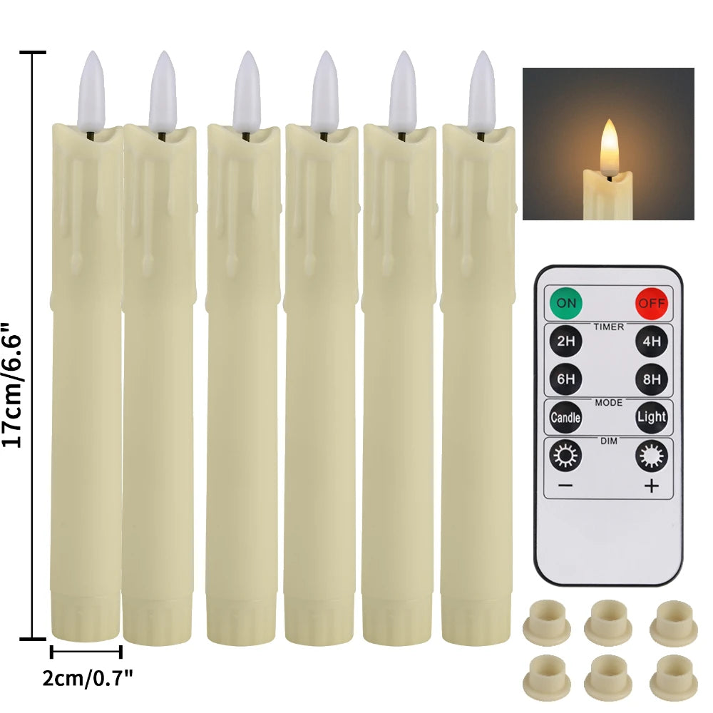 Flameless LED Taper Candles 6/12 Pack with Remote & Timer