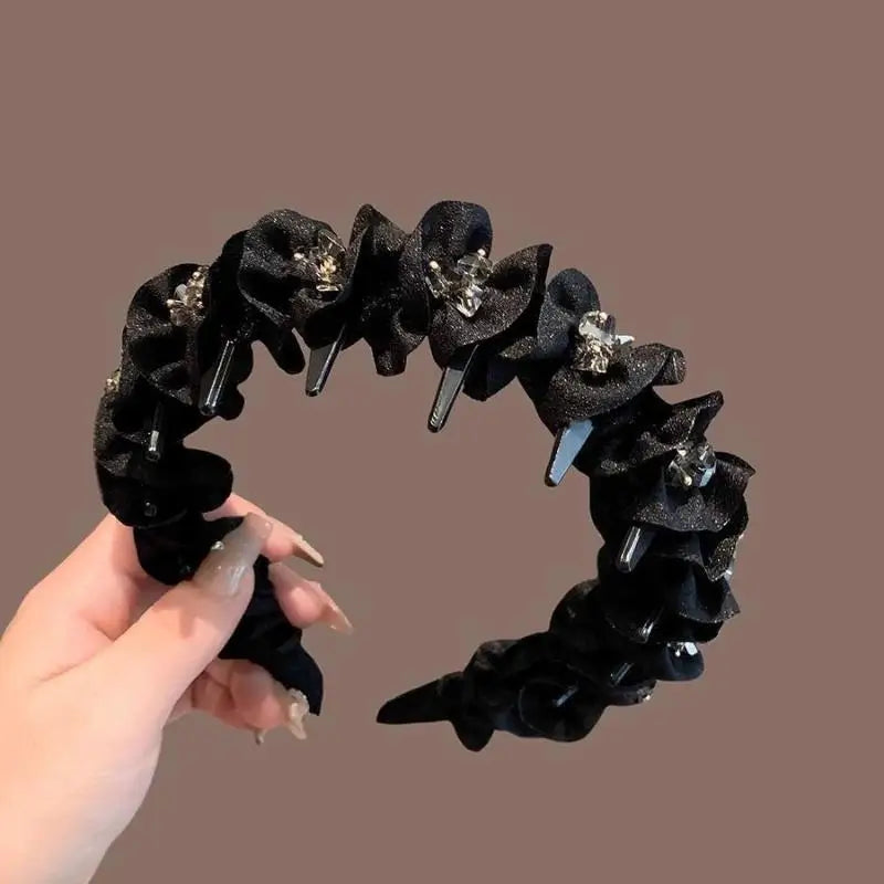 Rhinestone Headband for Women – Non-Slip Face Wash Hair Band