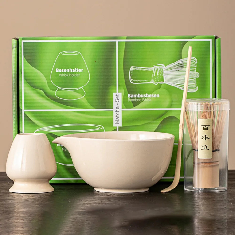 Handcrafted Ceramic Matcha Bowl Set – Kiln-Fired, 500ml