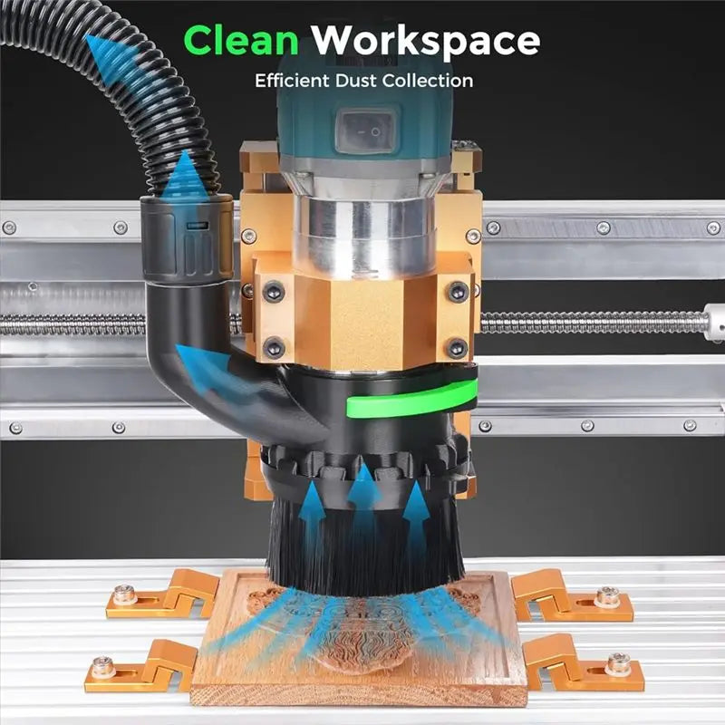 CNC Router Dust Shoe 65mm 69mm – Dual Brush & Quick-Release