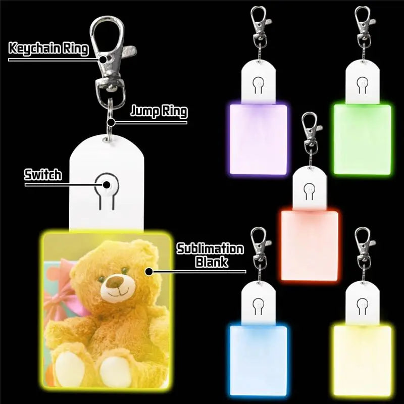 6-Pack LED Acrylic Sublimation Blank Keychains | Light-Up