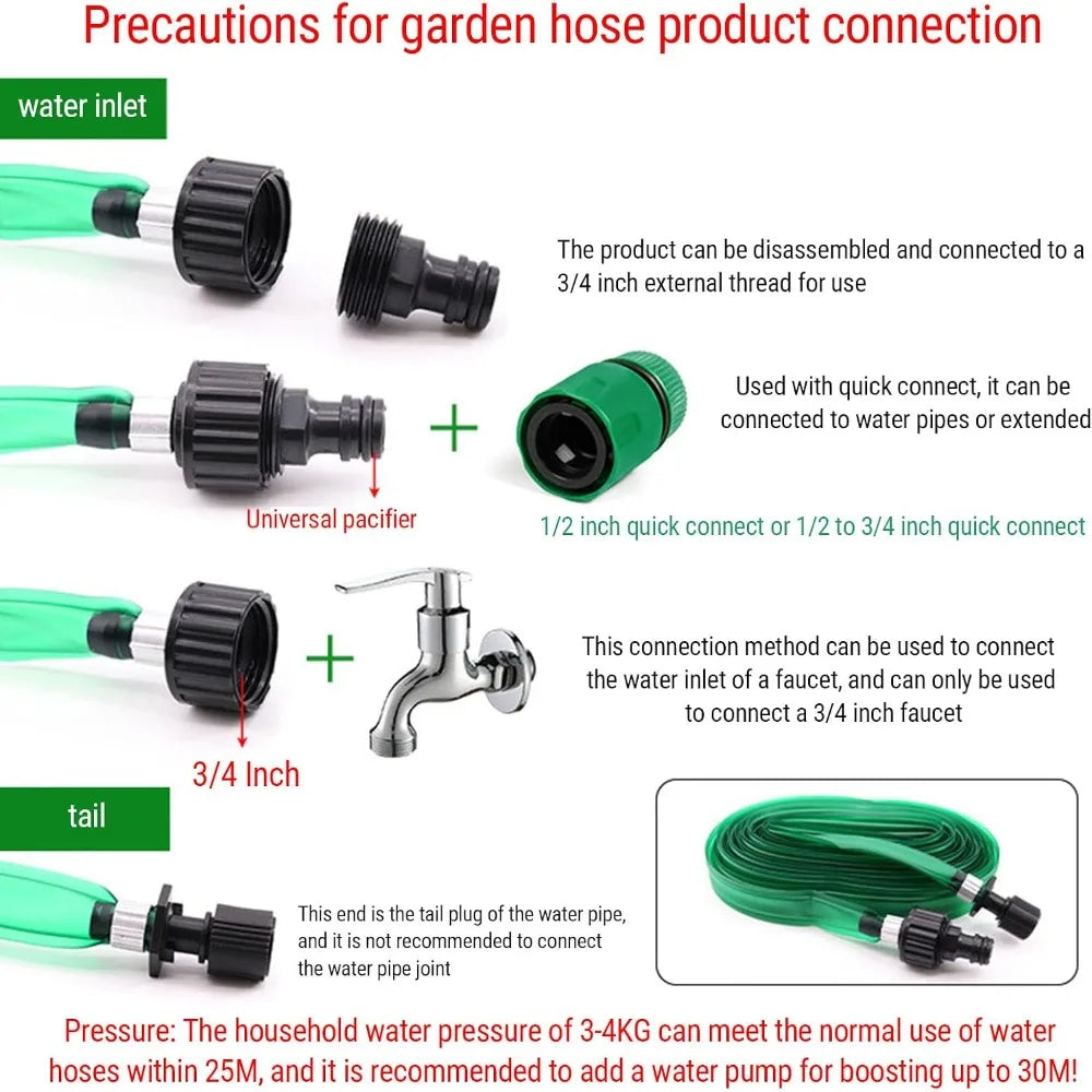 15M Flexible PVC Garden Hose with Dual Quick Connect Fitting
