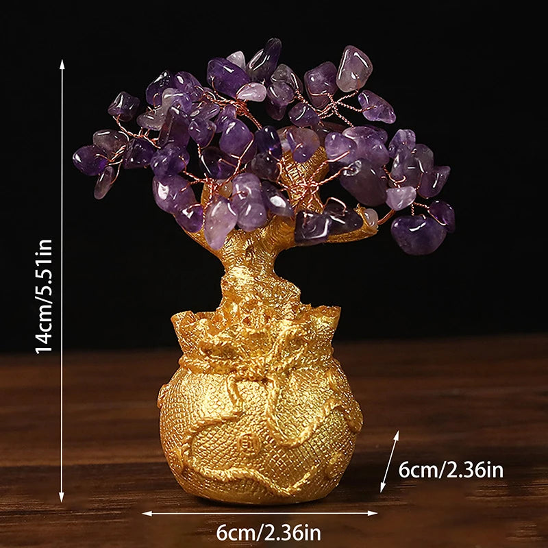 Yellow Crystal Money Tree Feng Shui Wealth Ornament