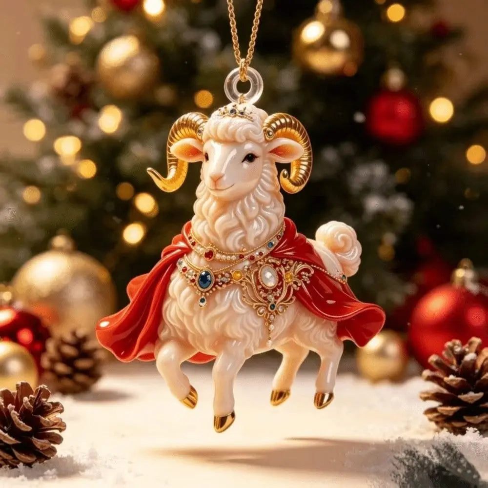 Acrylic Rhinestone Goat Hanging Ornament – Zodiac Pendant