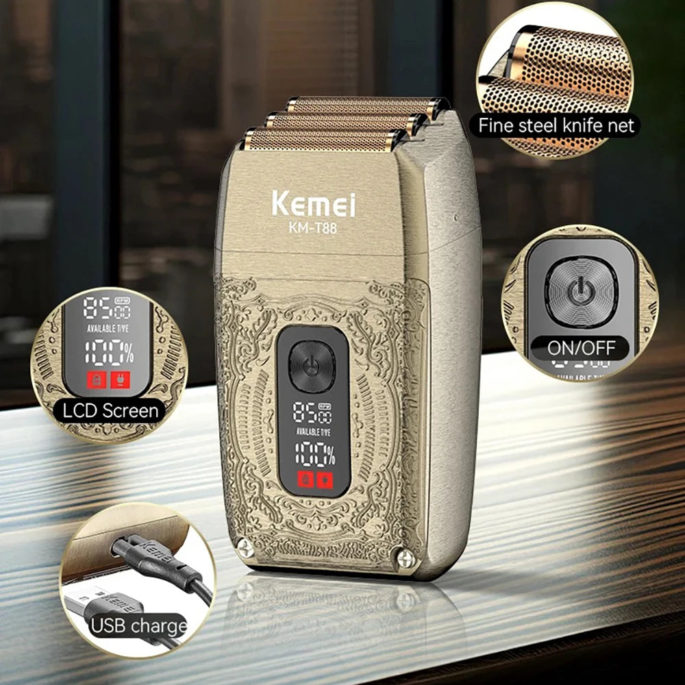 Kemei KM-T88 Triple Blade Foil Shaver 8500RPM Cordless Men