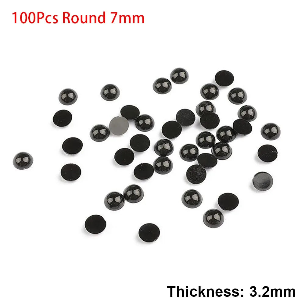 100–500 Pcs Black Half Round Craft Eyes 3–8mm DIY Beads