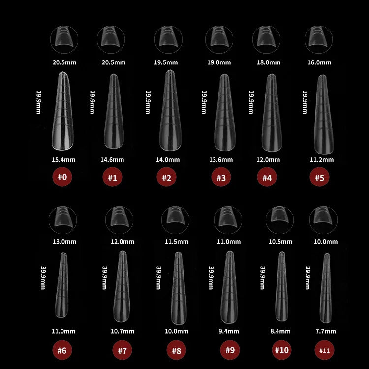 120pcs Clear Nail Tips – Coffin Almond Stiletto Full Cover Set