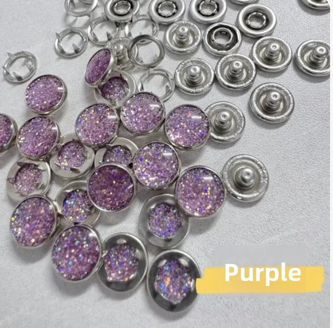 YKK Purple Pearlescent Metal Snap Buttons – 10/30/100 Sets