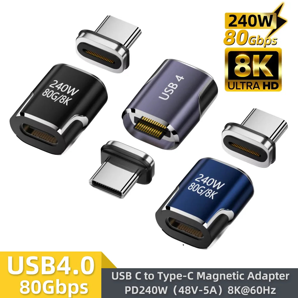 240W Magnetic USB-C Adapter – USB4 80Gbps 8K Fast Charge