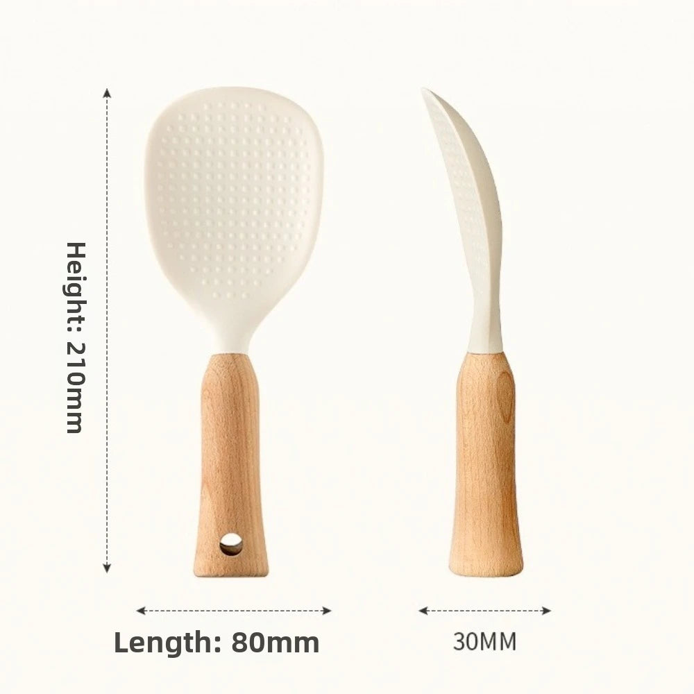 Wood Handle Silicone Rice Paddle – BPA-Free Non-Stick Spoon