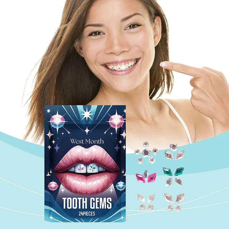 24pcs Dental Crystal Rhinestones – Tooth Gems Smile Decoration