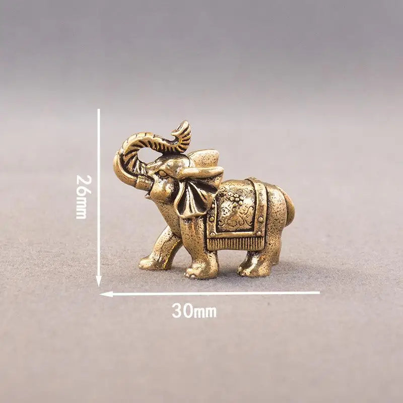 Copper Brass Lucky Elephant Miniature Figurine Antique Statue