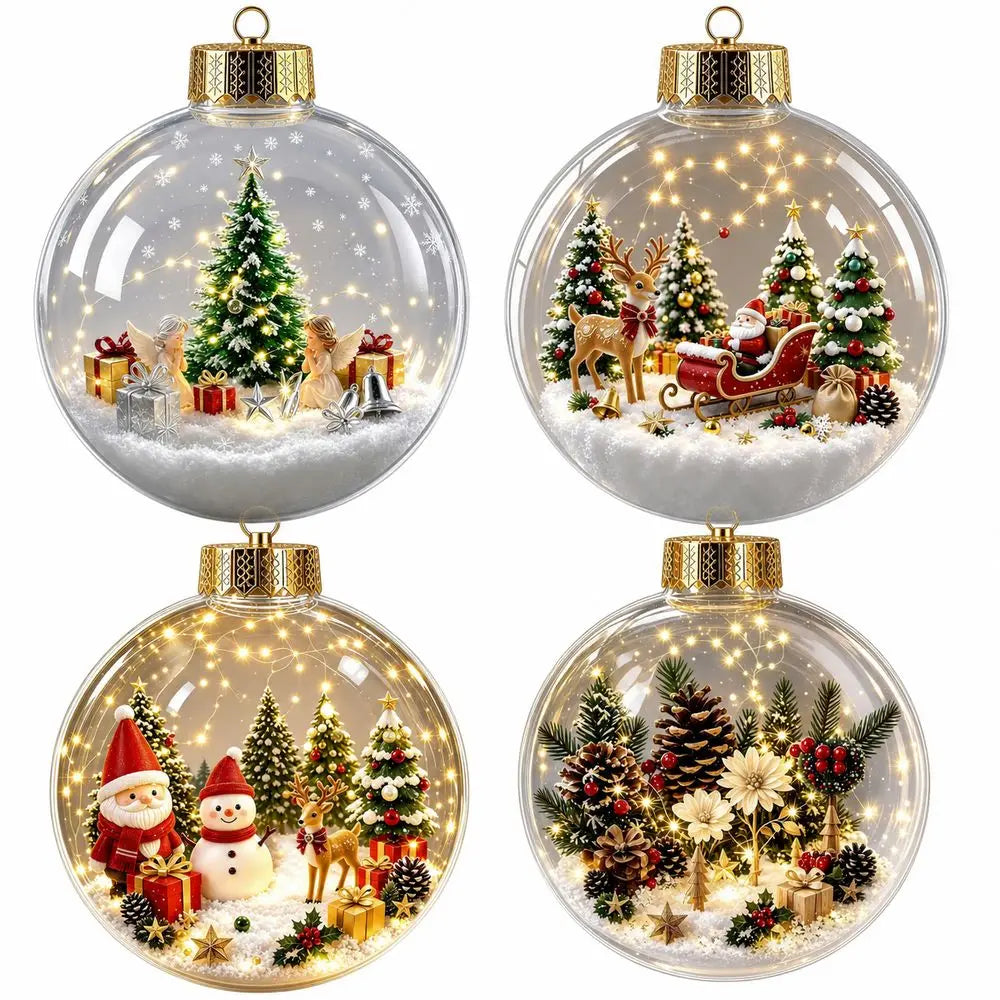 LED Light-Up Clear Christmas Ball Ornament – Miniature Scene