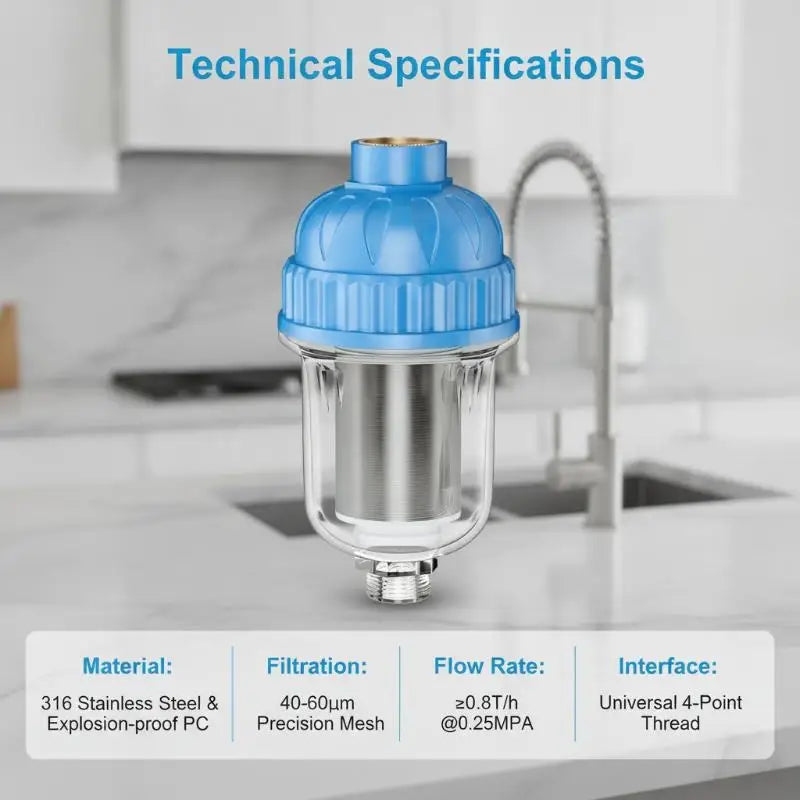 Washable Pre Water Filter – 40μm Stainless Steel G1/2 Mesh