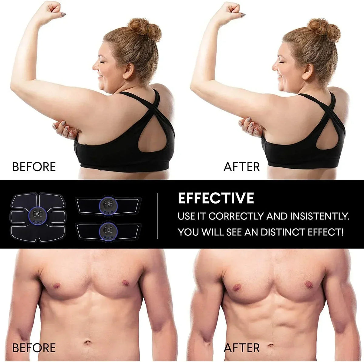 Wireless EMS Muscle Stimulator Massager – USB Rechargeable LCD