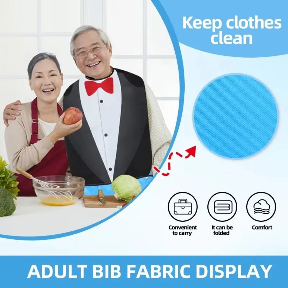 Waterproof Adult Eating Bib – Large Crumb Catcher & Washable
