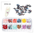 12-Grid Autumn Leaf Nail Sequins & Floral Charm Decoration Set