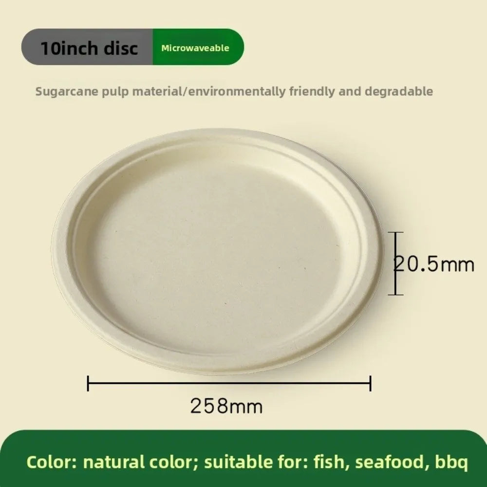 50-Pack Disposable Round Paper Plates – Oil Resistant, Eco-Friendly