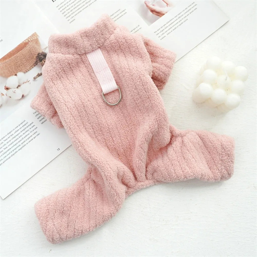 Flannel Plush 4-Leg Dog & Cat Hoodie – Warm Jumpsuit