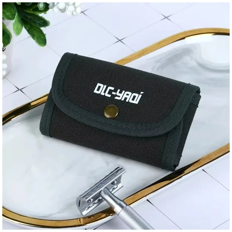 YAQI Dark Green Canvas Travel Pouch for Safety Razors