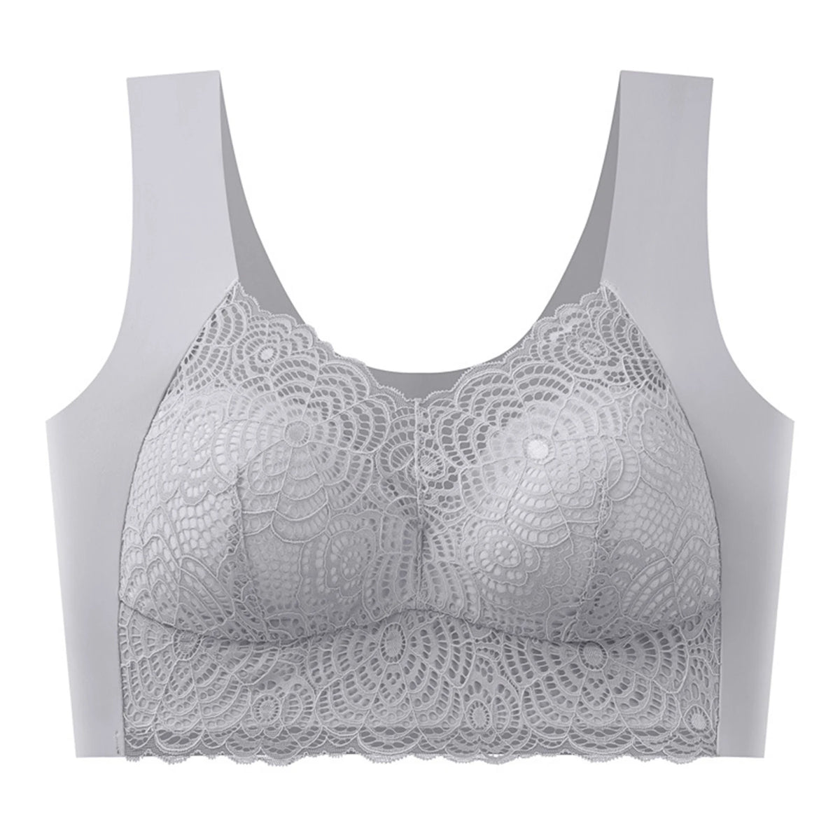 Women's Seamless Wireless Lace Bra – Wire-Free Half Cup Support