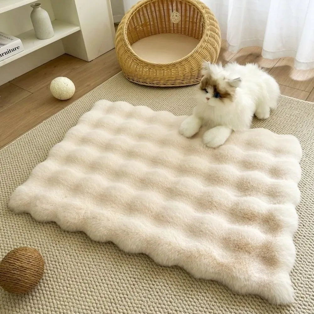 Winter Warm Pet Sleeping Mat – Cloud Bubble Plush Cushion