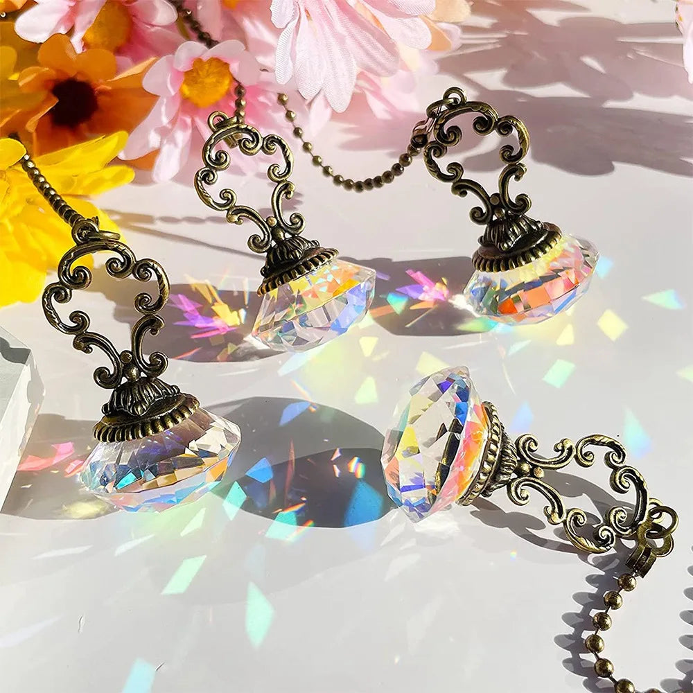 4-Pack Crystal Ceiling Fan Pull Chain Extensions with Connector