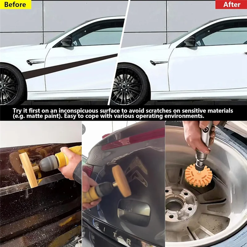 4-Pack 4" Rubber Eraser Wheel Decal Remover Kit & Drill Adapter