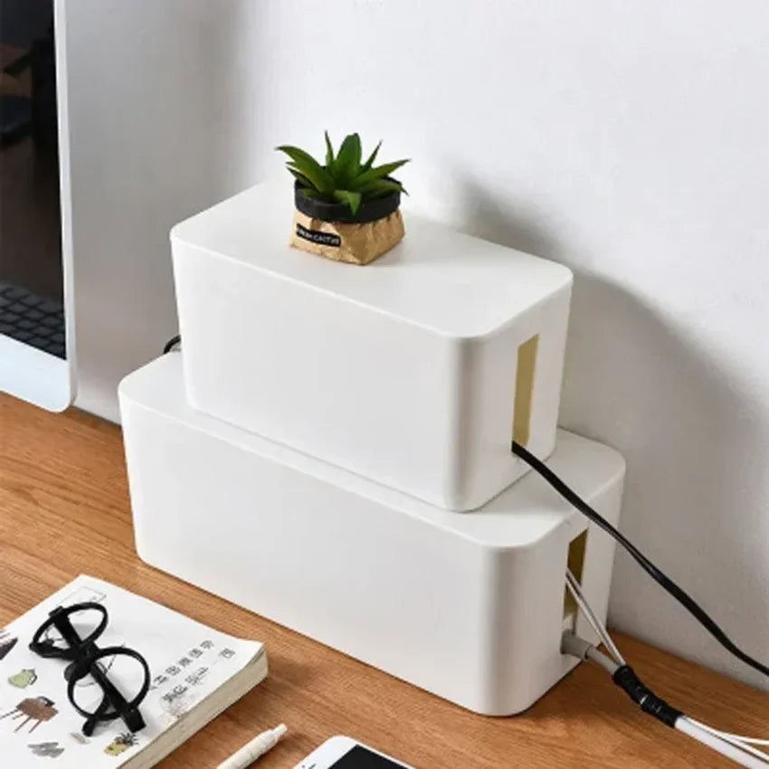 Desktop Cable Storage Box – Dustproof Power Strip Organizer