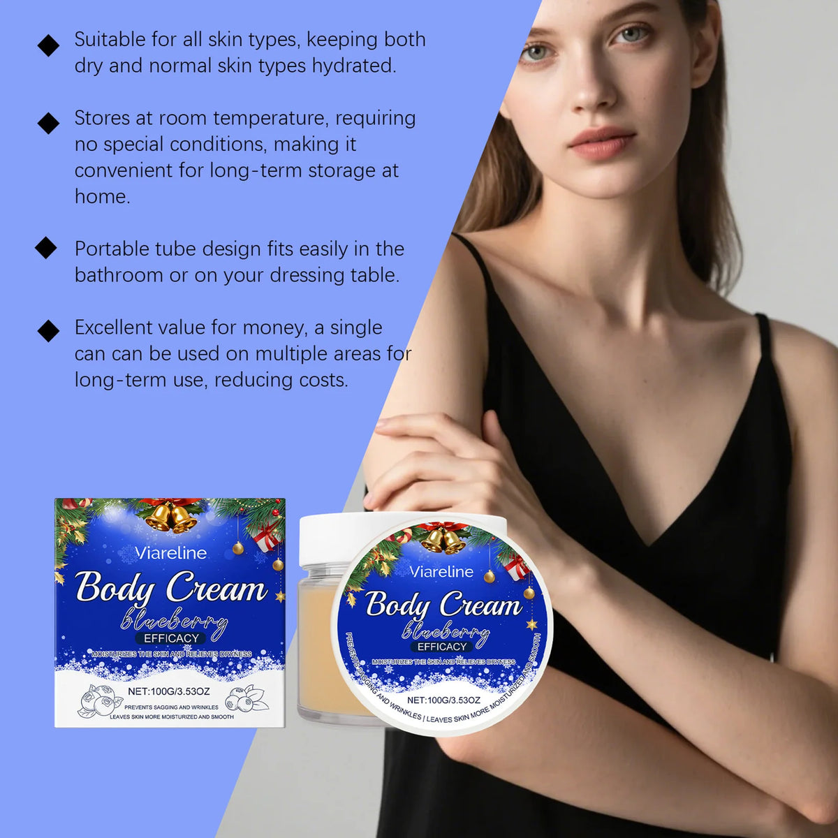 VIBE Blueberry Body Cream – 24Hr Deep Hydration & Soft Skin