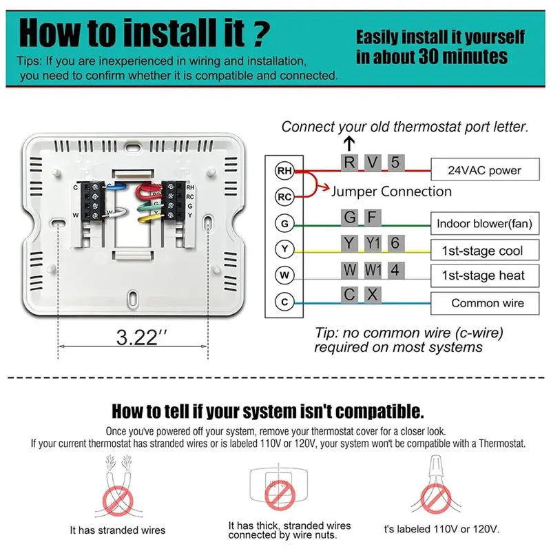 Programmable Thermostat 1H/1C Home Heating & Cooling – STN715