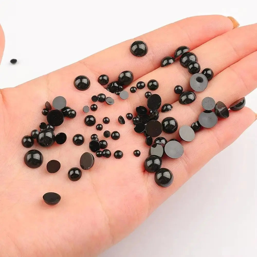 100–500 Pcs Black Half Round Craft Eyes 3–8mm DIY Beads