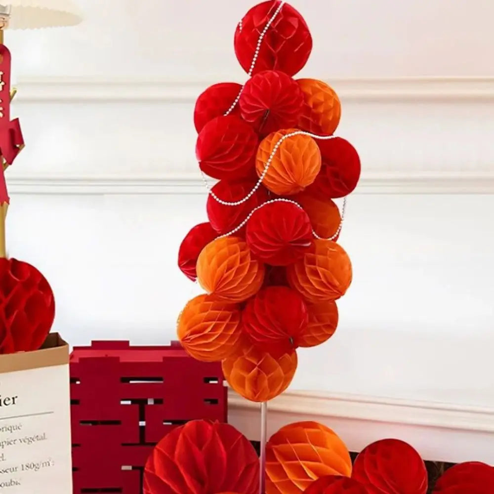 Red Honeycomb Tissue Paper Lantern Balls – Party & Wedding Decor