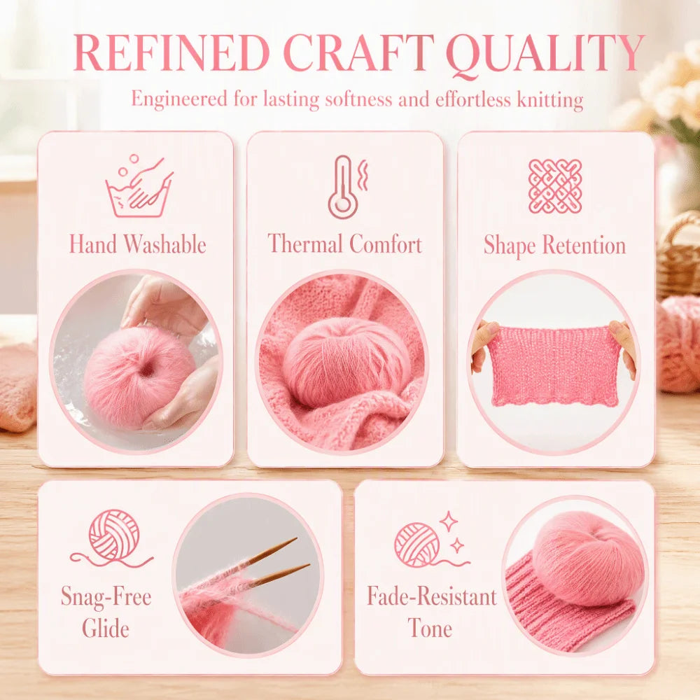 Soft Mohair Wool Yarn Nude Pink – Knitting & Crochet