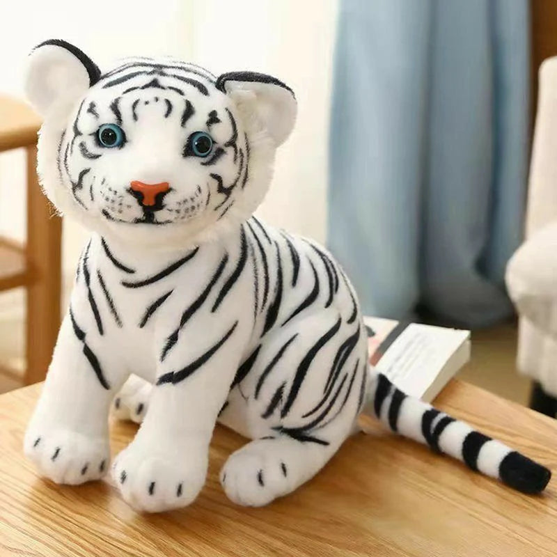 Lifelike White Tiger Stuffed Animal Plush Toy 23–33cm Gift