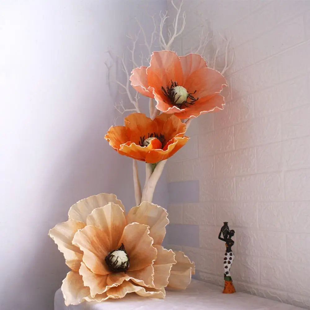 30cm Giant Artificial Poppy Flower – Linen Decor & Photo Prop