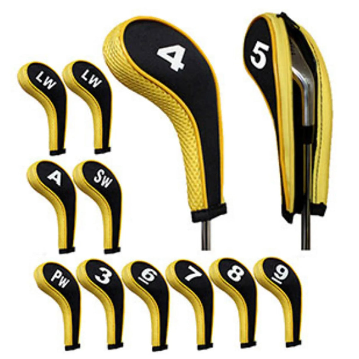 Golf Iron Head Covers 12-Pack Zippered Neoprene – Red